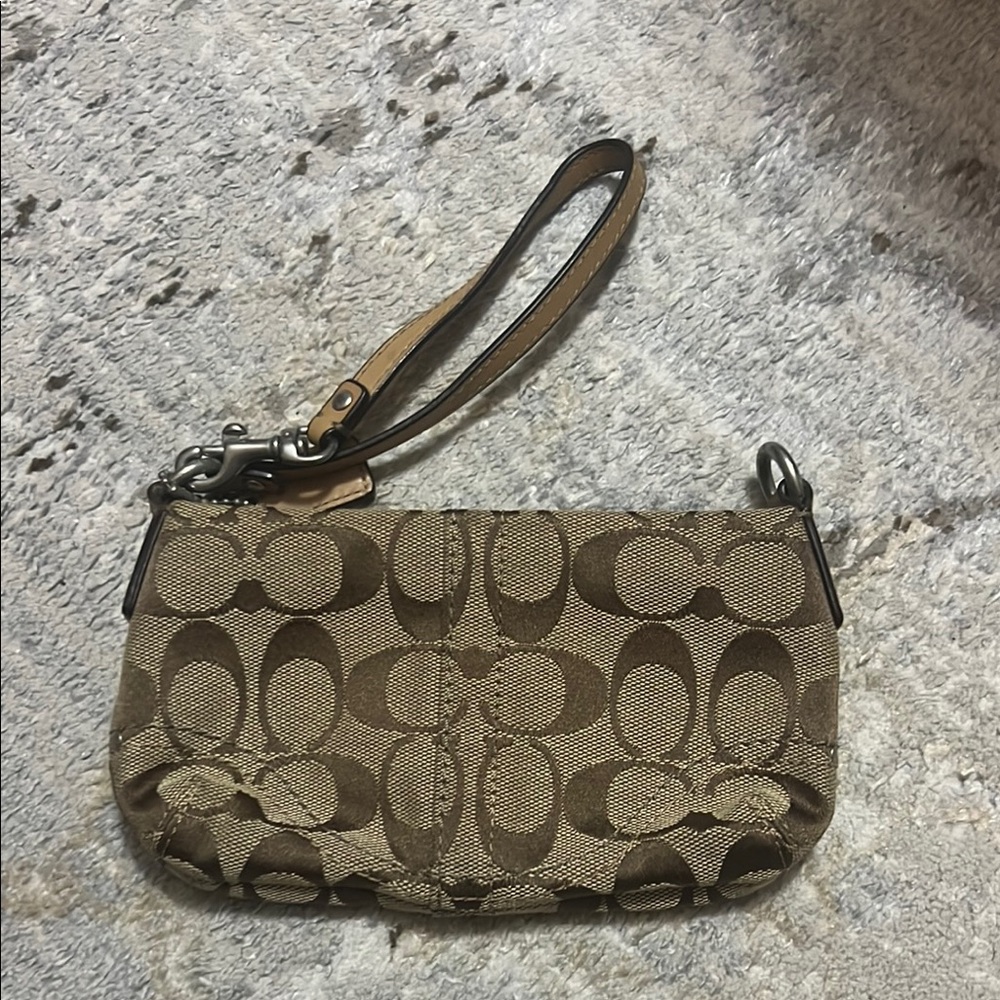 Coach Signature Brown Wristlet